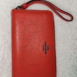 Coach Red Signature Wristlet Wallet